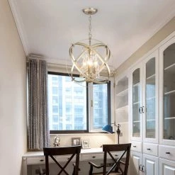 Lansing 4 -Light Champagne gold Unique/Statement Globe Chandelier with Crystal by Maxax -Maxax Elegant store champagne gold maxax chandeliers mx19026 4 p 1f 1000