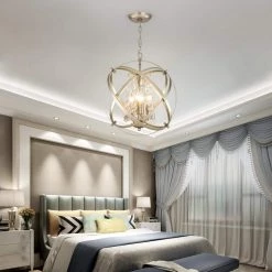 Lansing 4 -Light Champagne gold Unique/Statement Globe Chandelier with Crystal by Maxax -Maxax Elegant store champagne gold maxax chandeliers mx19026 4 p 4f 1000