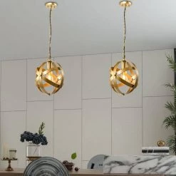 Frankfort 1 - Light SingleandKitchen Island Globe Champagne Gold Pendant With Wrought Iron Accents by Maxax -Maxax Elegant store champagne gold maxax chandeliers mx21016 1cp 1f 1000