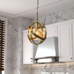 Frankfort 1 - Light SingleandKitchen Island Globe Champagne Gold Pendant With Wrought Iron Accents by Maxax -Maxax Elegant store champagne gold maxax chandeliers mx21016 1cp 4f 1000