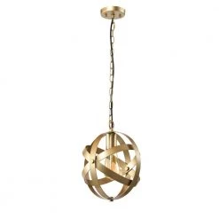 Frankfort 1 - Light SingleandKitchen Island Globe Champagne Gold Pendant With Wrought Iron Accents by Maxax
