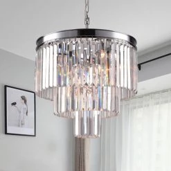 Annapolis 7-Light Chrome/Clear Unique Tiered Chandelier with Crystal Accents by Maxax -Maxax Elegant store chrome clear maxax chandeliers mx155203ch p c3 1000