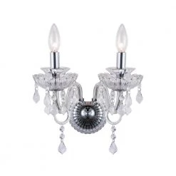Atlanta 2-Light Chrome/Clear Candle Wall Light Dimmable by Maxax