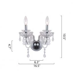 Atlanta 2-Light Chrome/Clear Candle Wall Light Dimmable by Maxax -Maxax Elegant store chrome clear maxax vanity lighting mx19140 2ch w c3 1000