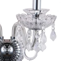 Atlanta 2-Light Chrome/Clear Candle Wall Light Dimmable by Maxax -Maxax Elegant store chrome clear maxax vanity lighting mx19140 2ch w fa 1000