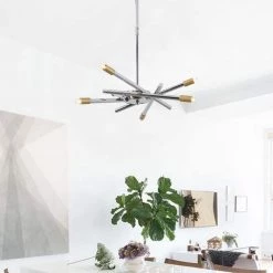 Augusta 6 -Light Sputnik Modern Linear Chandelier with Wrought Iron Accents by Maxax -Maxax Elegant store chrome maxax chandeliers 19174 6cg 1f 1000