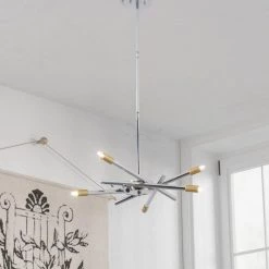 Augusta 6 -Light Sputnik Modern Linear Chandelier with Wrought Iron Accents by Maxax -Maxax Elegant store chrome maxax chandeliers 19174 6cg 44 1000
