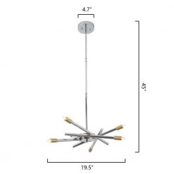 Augusta 6 -Light Sputnik Modern Linear Chandelier with Wrought Iron Accents by Maxax -Maxax Elegant store chrome maxax chandeliers 19174 6cg 4f 1000