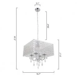Indianapolis 4-Light Chrome Lantern Chandelier with Crystal Accents by Maxax -Maxax Elegant store chrome maxax chandeliers 19176 4ch 4f 1000