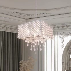 Indianapolis 4-Light Chrome Lantern Chandelier with Crystal Accents by Maxax -Maxax Elegant store chrome maxax chandeliers 19176 4ch 76 1000