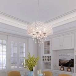 Indianapolis 4-Light Chrome Lantern Chandelier with Crystal Accents by Maxax -Maxax Elegant store chrome maxax chandeliers 19176 4ch c3 1000