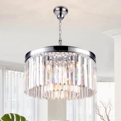Annapolis 5 -Light Chrome Unique/Statement Drum Chandelier with Crystal Accents by Maxax