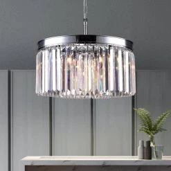 Annapolis 5 -Light Chrome Unique/Statement Drum Chandelier with Crystal Accents by Maxax -Maxax Elegant store chrome maxax chandeliers mx155101ch p 66 1000