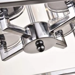 Springfield 4-Light Chrome Lantern Square/Rectangle Chandelier with Wrought Iron Accents by Maxax -Maxax Elegant store chrome maxax chandeliers mx19024 4ch p 1f 1000