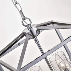 Springfield 4-Light Chrome Lantern Square/Rectangle Chandelier with Wrought Iron Accents by Maxax -Maxax Elegant store chrome maxax chandeliers mx19024 4ch p 76 1000