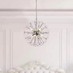 Phoenix 8 -Light Clear Sputnik Sphere Chandelier with Crystal Accents by Maxax -Maxax Elegant store chrome maxax chandeliers mx19055 8 p 4f 1000