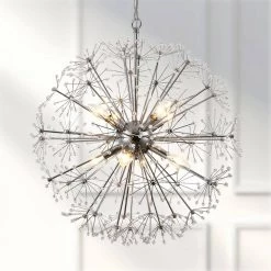 Phoenix 8 -Light Clear Sputnik Sphere Chandelier with Crystal Accents by Maxax -Maxax Elegant store chrome maxax chandeliers mx19055 8 p 76 1000