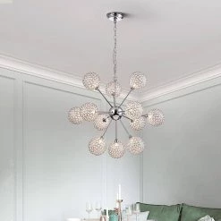 Providence 12-Light Chrome Sputnik Sphere Chandelier with Crystal Shade by Maxax -Maxax Elegant store chrome maxax chandeliers mx19070 12 p 1f 1000