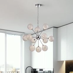 Providence 12-Light Chrome Sputnik Sphere Chandelier with Crystal Shade by Maxax -Maxax Elegant store chrome maxax chandeliers mx19070 12 p 44 1000