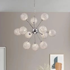 Providence 12-Light Chrome Sputnik Sphere Chandelier with Crystal Shade by Maxax -Maxax Elegant store chrome maxax chandeliers mx19070 12 p 4f 1000