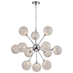 Providence 12-Light Chrome Sputnik Sphere Chandelier with Crystal Shade by Maxax