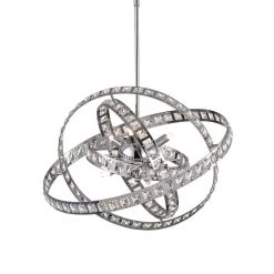 Frankfort 6-Light Chrome Unique Geometric Chandelier with Crystal Accents by Maxax