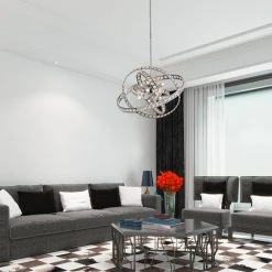 Frankfort 6-Light Chrome Unique Geometric Chandelier with Crystal Accents by Maxax -Maxax Elegant store chrome maxax chandeliers mx19104 6ch p 66 1000