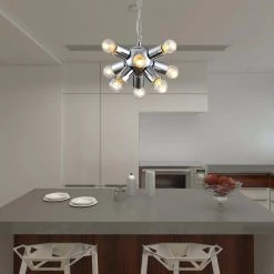 Augusta 9-Light Chrome Sputnik Sphere Chandelier by Maxax -Maxax Elegant store chrome maxax chandeliers mx19112 9ch p 1d 1000