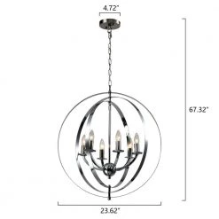 Alaska 6-Light Chrome Candle Style Globe Chandelier with Wrought Iron Accents by Maxax -Maxax Elegant store chrome maxax chandeliers mx21004 6ch 66 1000