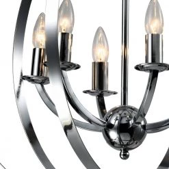 Alaska 6-Light Chrome Candle Style Globe Chandelier with Wrought Iron Accents by Maxax -Maxax Elegant store chrome maxax chandeliers mx21004 6ch 76 1000