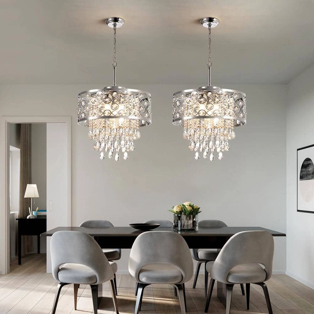 Indianapolis 5-Light Chrome Lantern Drum Chandelier with Crystal Accents by Maxax 6 Indianapolis 5-Light Chrome Lantern Drum Chandelier with Crystal Accents by Maxax - Image 6