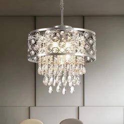 Indianapolis 5-Light Chrome Lantern Drum Chandelier with Crystal Accents by Maxax
