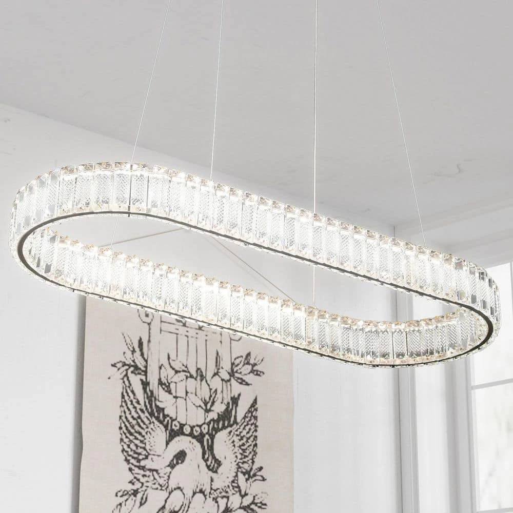 Jefferson 1-Light Clear/Chrome Unique Integrated LED Chandelier with Crystal Accents by Maxax 3 Jefferson 1-Light Clear/Chrome Unique Integrated LED Chandelier with Crystal Accents by Maxax - Image 3