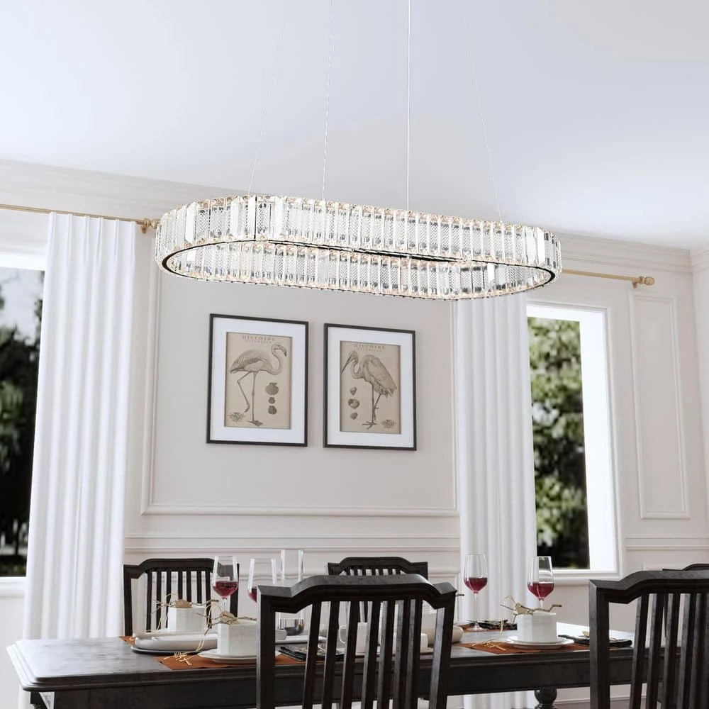 Jefferson 1-Light Clear/Chrome Unique Integrated LED Chandelier with Crystal Accents by Maxax 2 Jefferson 1-Light Clear/Chrome Unique Integrated LED Chandelier with Crystal Accents by Maxax - Image 2