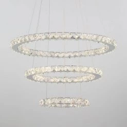 Jefferson 3-Light Chrome Integrated LED Unique Tiered Chandelier with Crystal Accents by Maxax