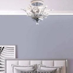 Jackson 4 - Light 16.1 in. Chrome Chandelier Style Tiered Semi Flush Mount With Crystal Accents by Maxax -Maxax Elegant store chrome maxax flush mount lights 19159 4ch 1f 1000