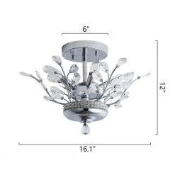 Jackson 4 - Light 16.1 in. Chrome Chandelier Style Tiered Semi Flush Mount With Crystal Accents by Maxax -Maxax Elegant store chrome maxax flush mount lights 19159 4ch 4f 1000
