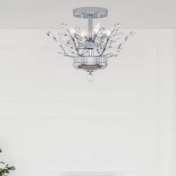 Jackson 4 - Light 16.1 in. Chrome Chandelier Style Tiered Semi Flush Mount With Crystal Accents by Maxax -Maxax Elegant store chrome maxax flush mount lights 19159 4ch c3 1000