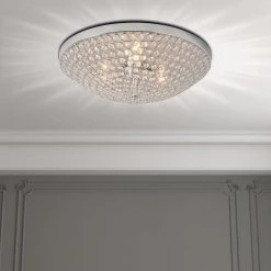 Jackson 15 in. 3-Light Chrome Flush Mount With Crystal by Maxax -Maxax Elegant store chrome maxax flush mount lights 19175 3ch c3 1000