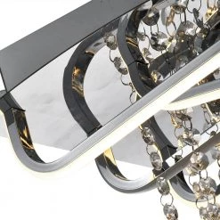 Jackson 4-Light 13 in. Chrome square Integrated LED Semi-Flush Mount with Crystal by Maxax -Maxax Elegant store chrome maxax flush mount lights 6503 6ch 44 1000