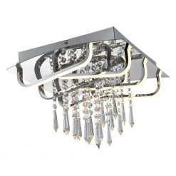 Jackson 4-Light 13 in. Chrome square Integrated LED Semi-Flush Mount with Crystal by Maxax