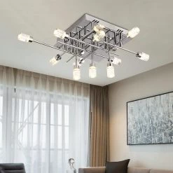 Seattle 11-Light 21.26 in. Chrome LED Semi-Flush Mount by Maxax -Maxax Elegant store chrome maxax flush mount lights mx14 11ch c 76 1000