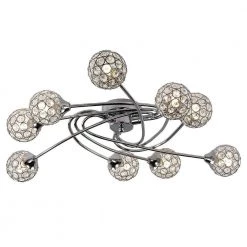 Providence 27.56 in. 9-Light Chrome Flush Mount with Crystal Shade by Maxax