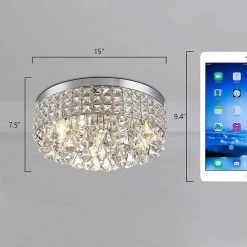 Jackson 4-Light 15 in. Chrome Flush Mount With Crystal by Maxax -Maxax Elegant store chrome maxax flush mount lights mx16008ch c 40 1000