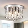 Jackson 11.8 in. 4-Light Modern Chrome Metal Crystal Flush Mount by Maxax