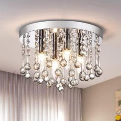 Jackson 11.8 in. 4-Light Modern Chrome Metal Crystal Flush Mount by Maxax -Maxax Elegant store chrome maxax flush mount lights mx19067 4ch c c3 1000