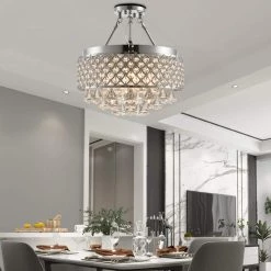 Jackson 15 in. 4-Light Semi-Flush Mount with Crystal by Maxax -Maxax Elegant store chrome maxax flush mount lights mx19086 4ch p 1d 1000