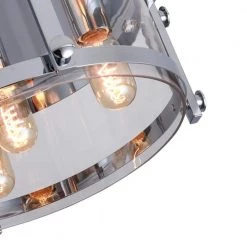 Raleigh 4-Light 16.8 in. Chrome Unique/Statement Drum Flush Mount With Glass Shade by Maxax -Maxax Elegant store chrome maxax flush mount lights mx19106 4ch c 44 1000