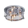 Raleigh 4-Light 16.8 in. Chrome Unique/Statement Drum Flush Mount With Glass Shade by Maxax