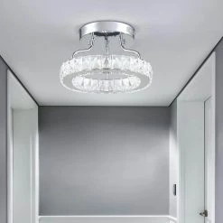 Jefferson 1 - Light Chrome 12.6" LED Semi Flush Mount Crystal Accents by Maxax -Maxax Elegant store chrome maxax flush mount lights yx 21 4f 1000